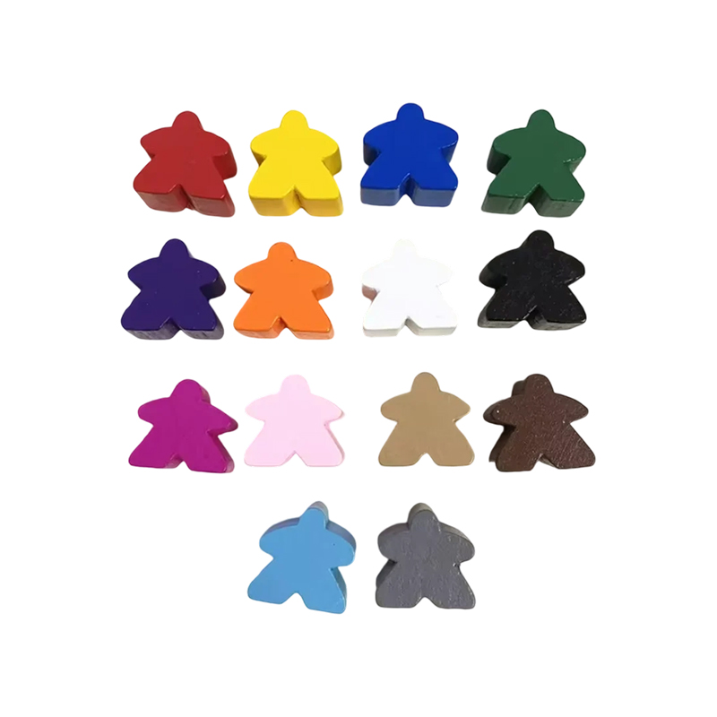 Accessoires de jeu de pions meeple en bois multicolore