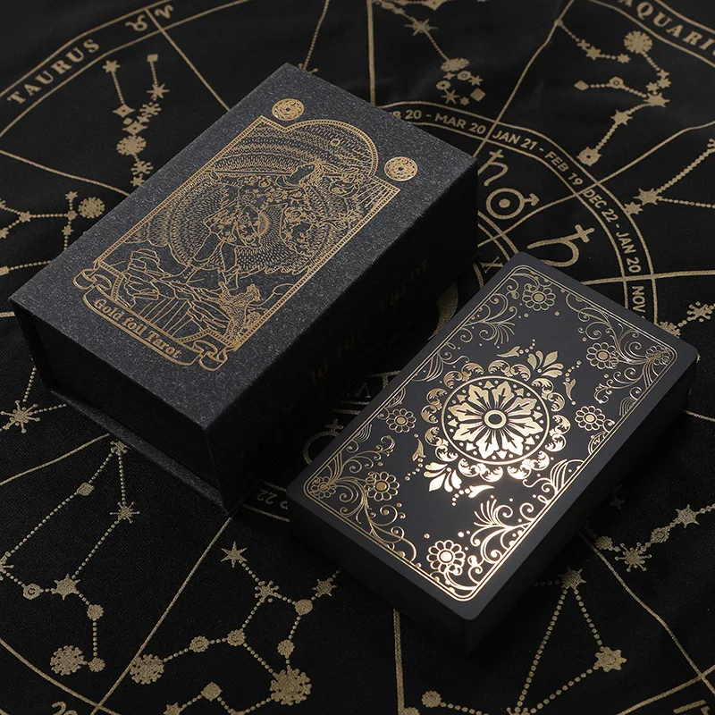 Cartes de tarot classiques en PVC noir