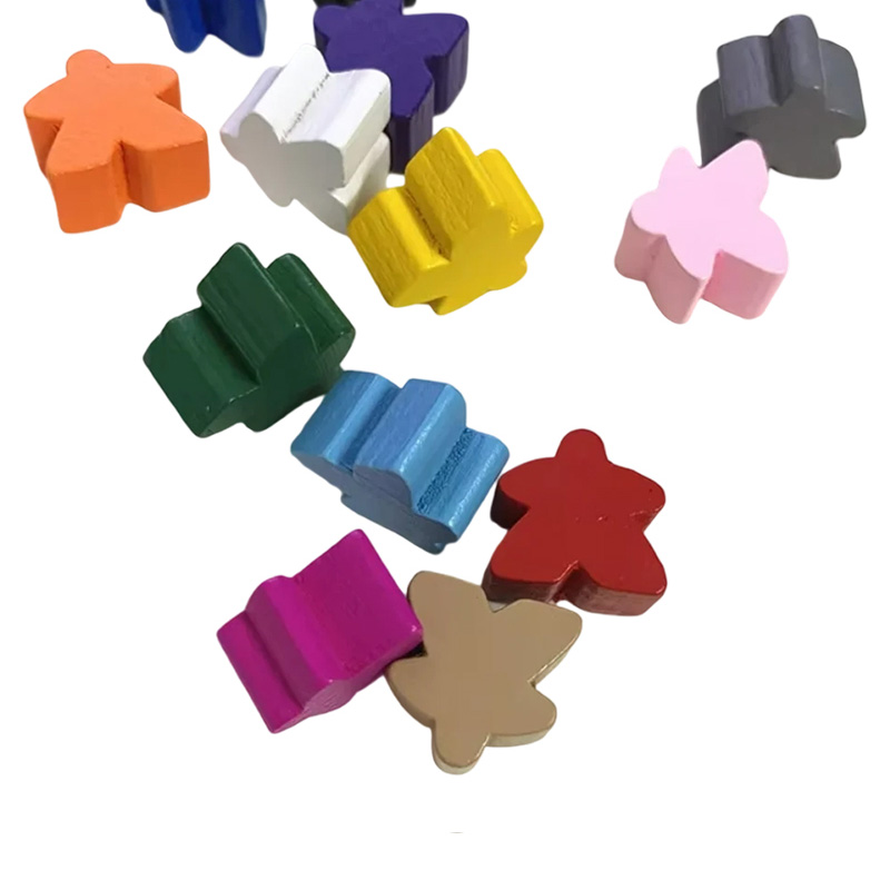 Accessoires de jeu de pions meeple en bois multicolore