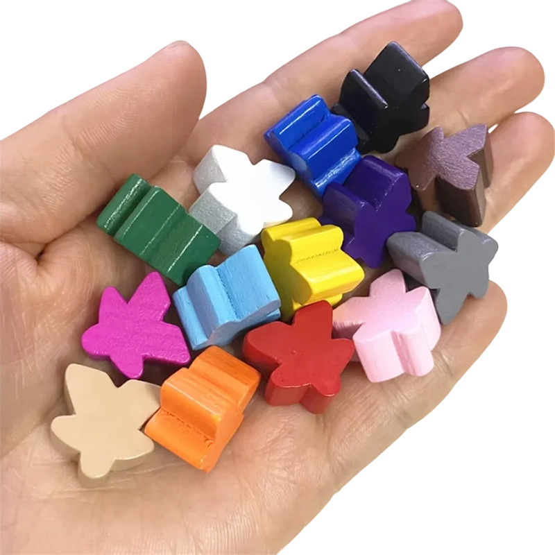 Accessoires de jeu de pions meeple en bois multicolore