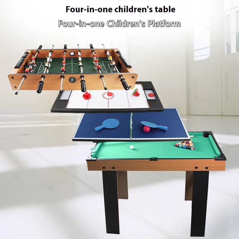 Table multi-jeux 4-en-1 avec baby-foot, air hockey, tennis de table et billard