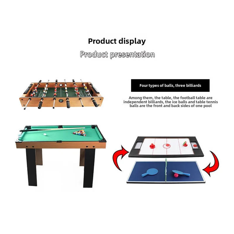 Table multi-jeux 4-en-1 avec baby-foot, air hockey, tennis de table et billard