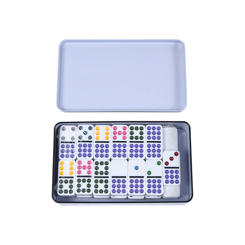Color Dot Double Nine Boîte en fer blanc Dominos de précision