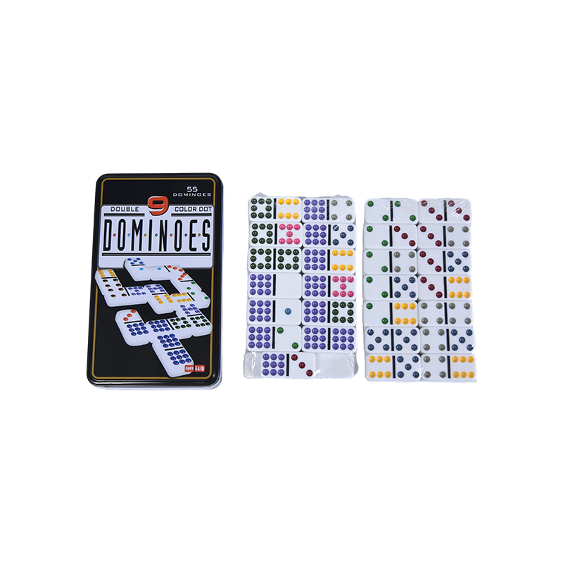 Color Dot Double Nine Boîte en fer blanc Dominos de précision