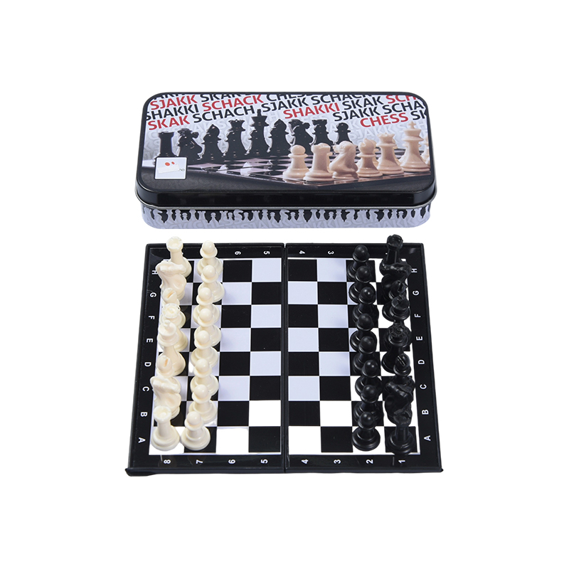 Jeu d'échecs en mini boîte en fer blanc