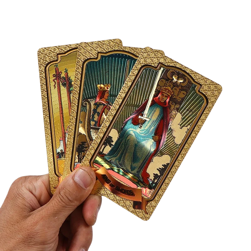Ensemble de cartes de tarot en feuille d'or haut de gamme