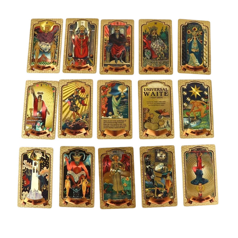 Ensemble de cartes de tarot en feuille d'or haut de gamme