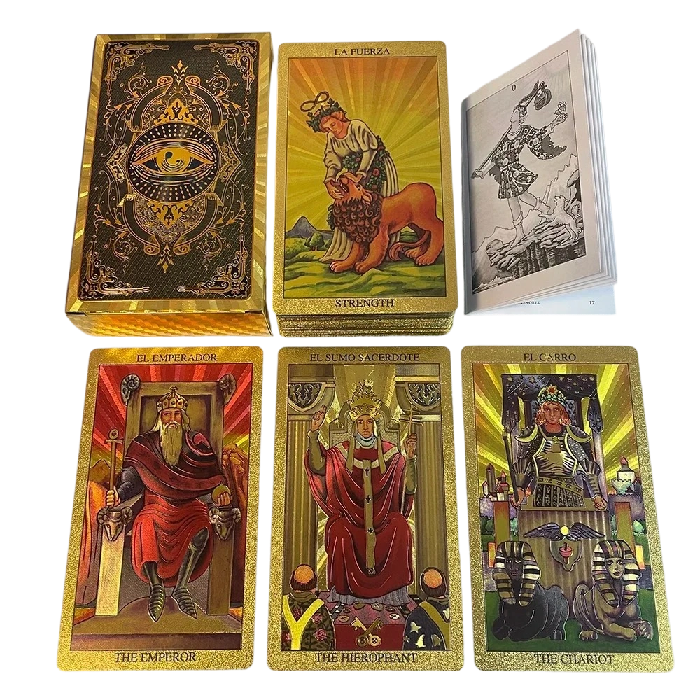 Ensemble de cartes de tarot en feuille d'or haut de gamme