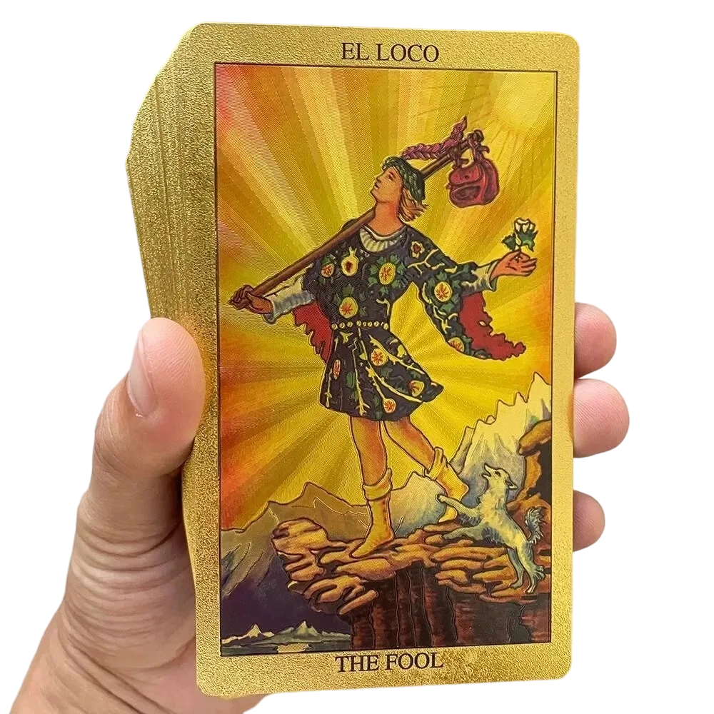 Ensemble de cartes de tarot en feuille d'or haut de gamme