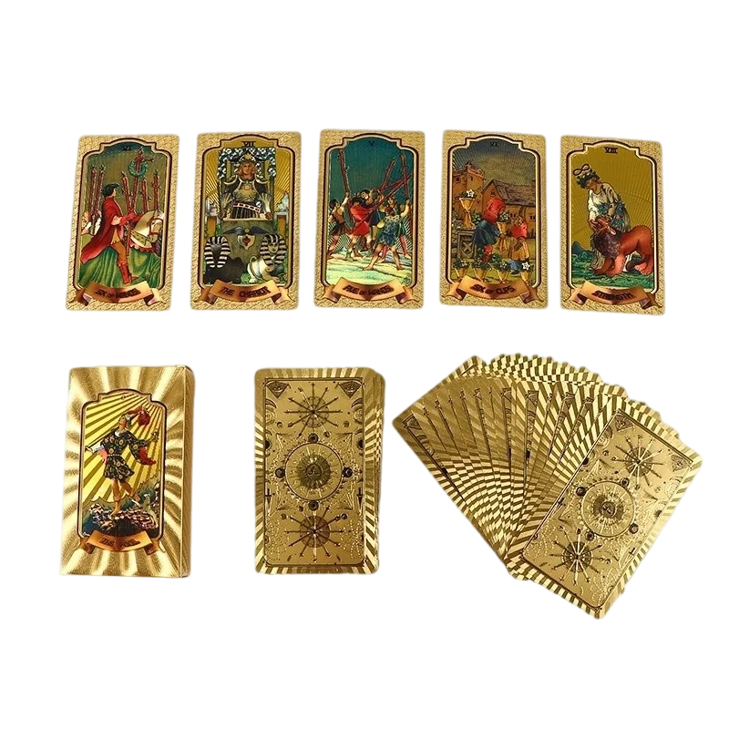 Ensemble de cartes de tarot en feuille d'or haut de gamme