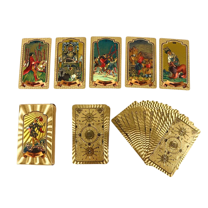 Ensemble de cartes de tarot en feuille d'or haut de gamme
