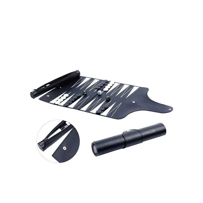 Ensemble de backgammon pliable en cuir – Élégance portable pour les jeux en déplacement