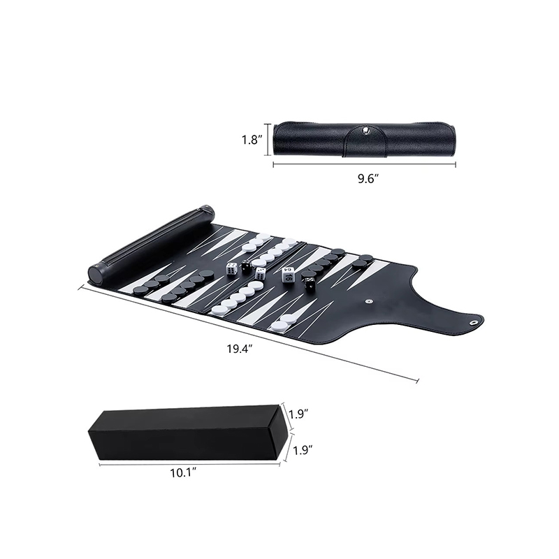 Ensemble de backgammon pliable en cuir – Élégance portable pour les jeux en déplacement