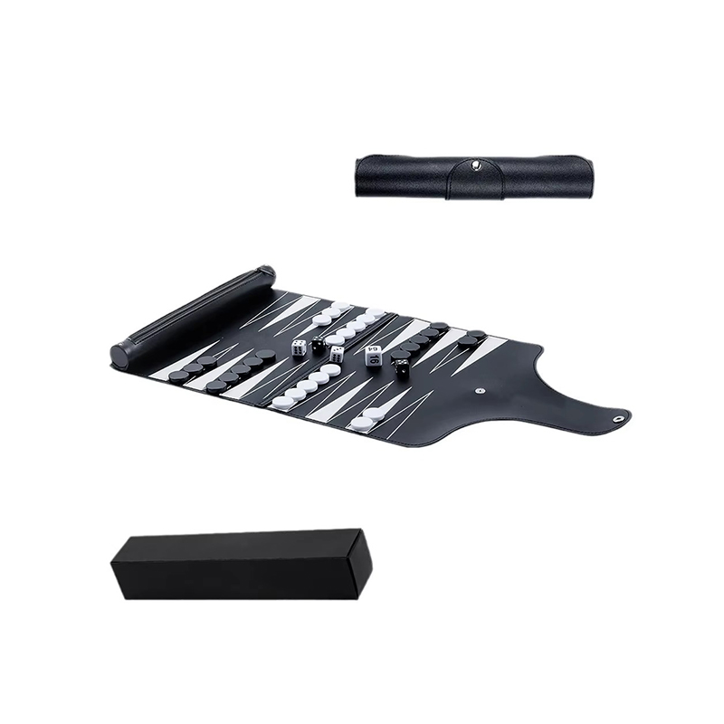 Ensemble de backgammon pliable en cuir – Élégance portable pour les jeux en déplacement