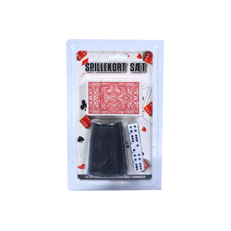 Spillekort Set - Jeu de cartes, dés et gobelets à dés