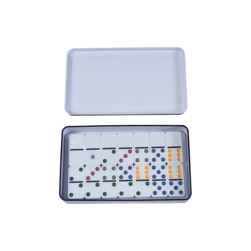 Ensemble compétitif professionnel - Coffret en fer double-six dominos à points colorés