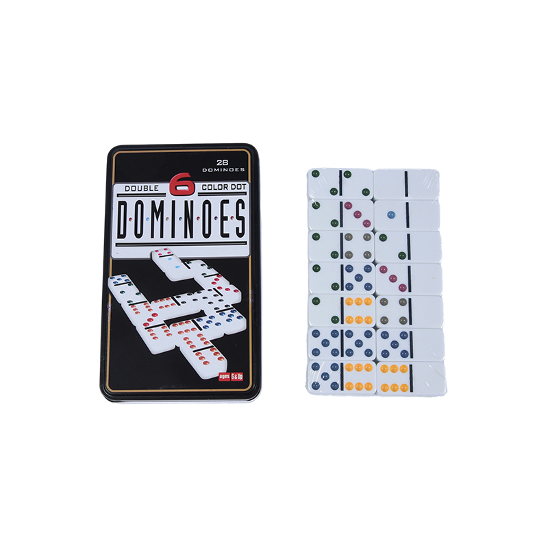 Ensemble compétitif professionnel - Coffret en fer double-six dominos à points colorés