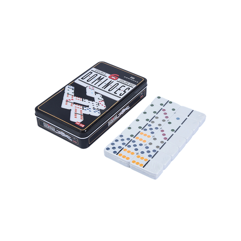 Ensemble compétitif professionnel - Coffret en fer double-six dominos à points colorés
