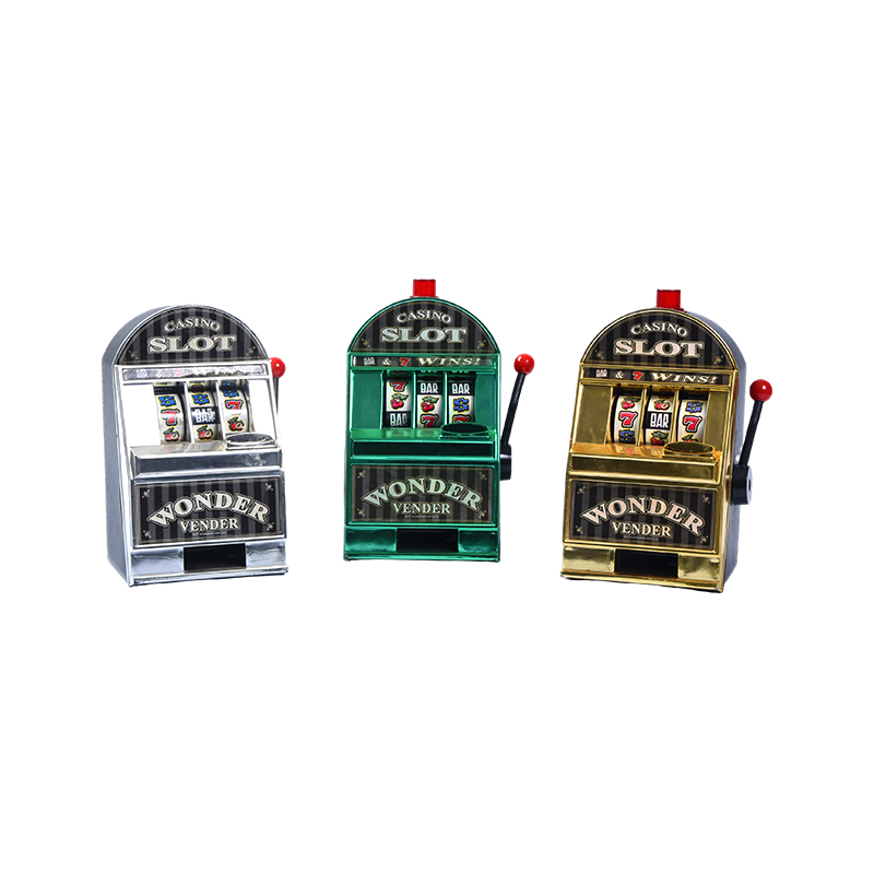 Bandit manchot de casino miniature de style vintage – Ensemble de trois (argent, vert, or)