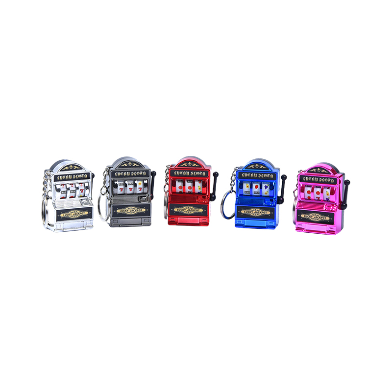 Porte-clés miniatures en métal pour machines de jeu – Ensemble de cinq couleurs vives