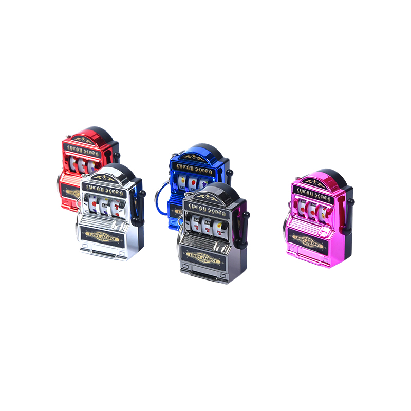 Porte-clés miniatures en métal pour machines de jeu – Ensemble de cinq couleurs vives