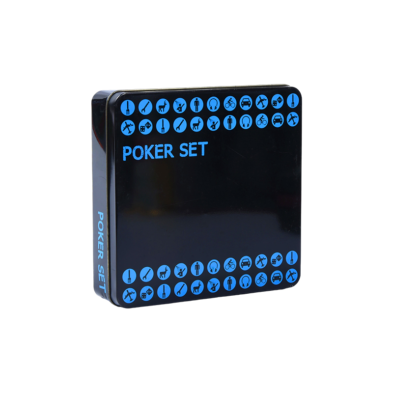 Jeu de poker noir dans une boîte en métal – Complet avec jetons, cartes et accessoires