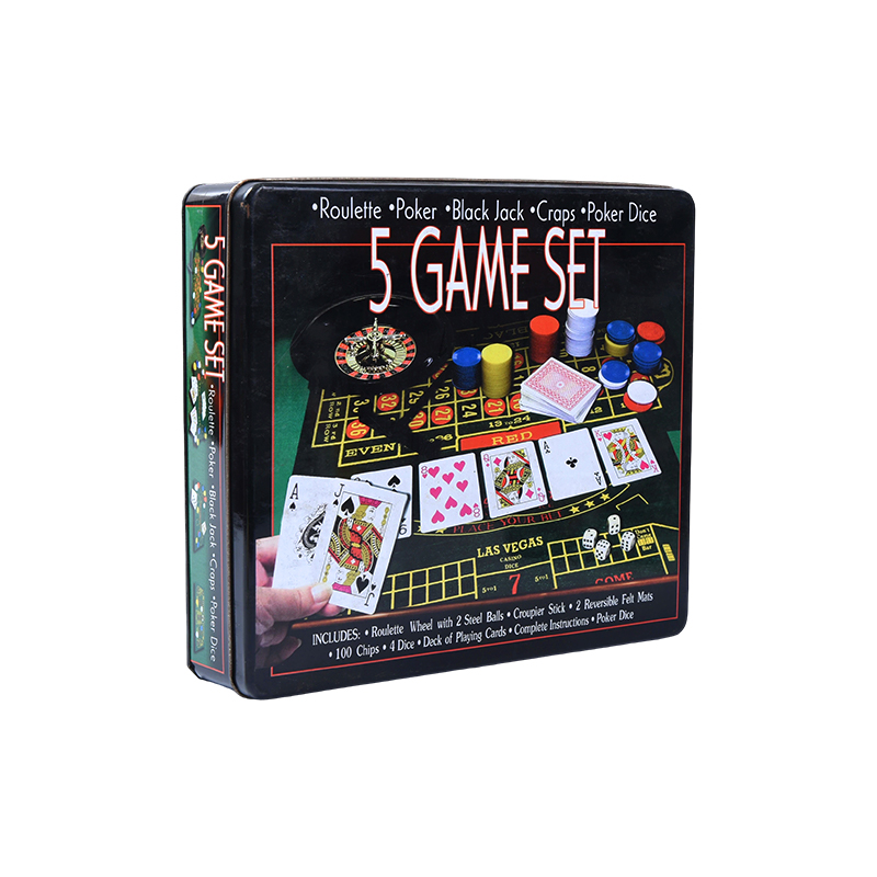 Coffret de jeu de casino 5 en 1 en métal