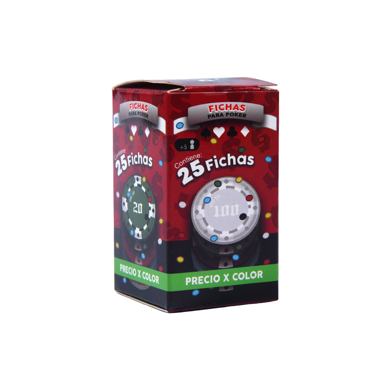 Jeu de jetons de poker colorés – 25 jetons de couleurs assorties dans une boîte d'emballage