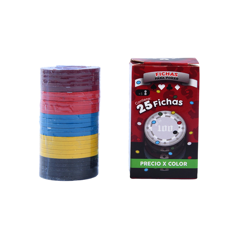 Jeu de jetons de poker colorés – 25 jetons de couleurs assorties dans une boîte d'emballage