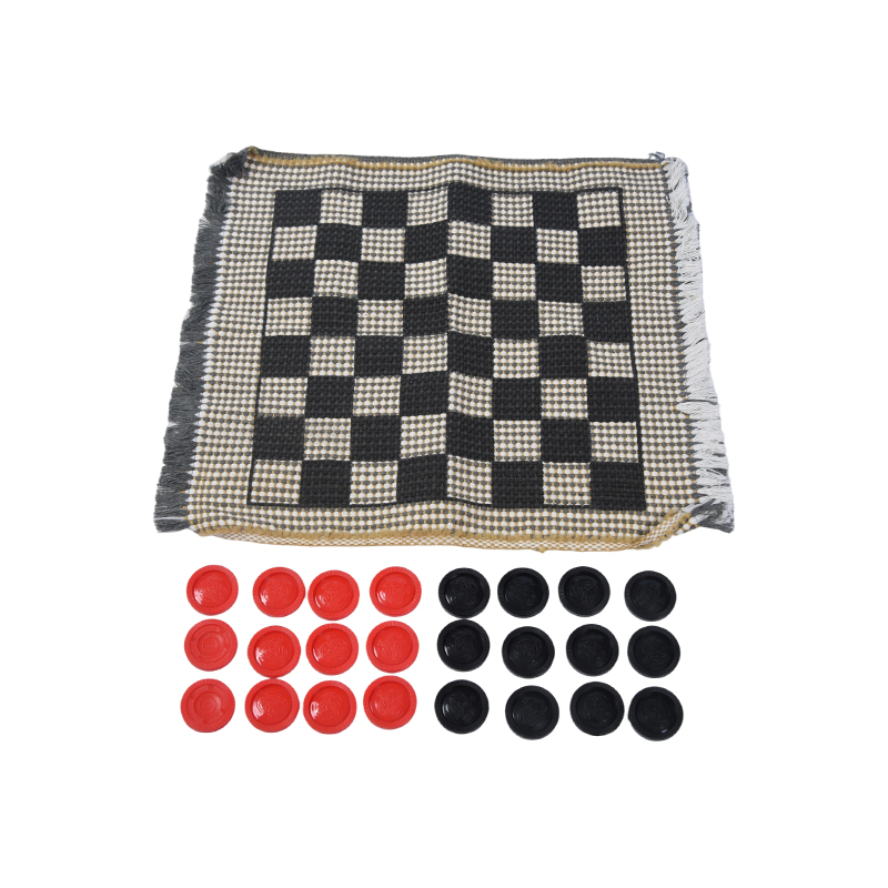Tapis de jeu de dames traditionnel avec disques de jeu en plastique