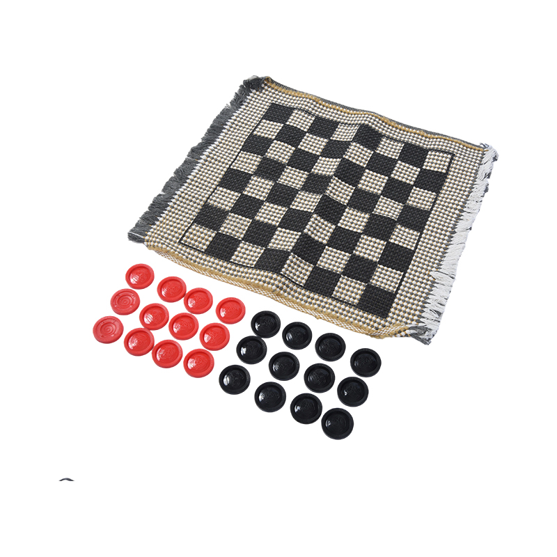 Tapis de jeu de dames traditionnel avec disques de jeu en plastique