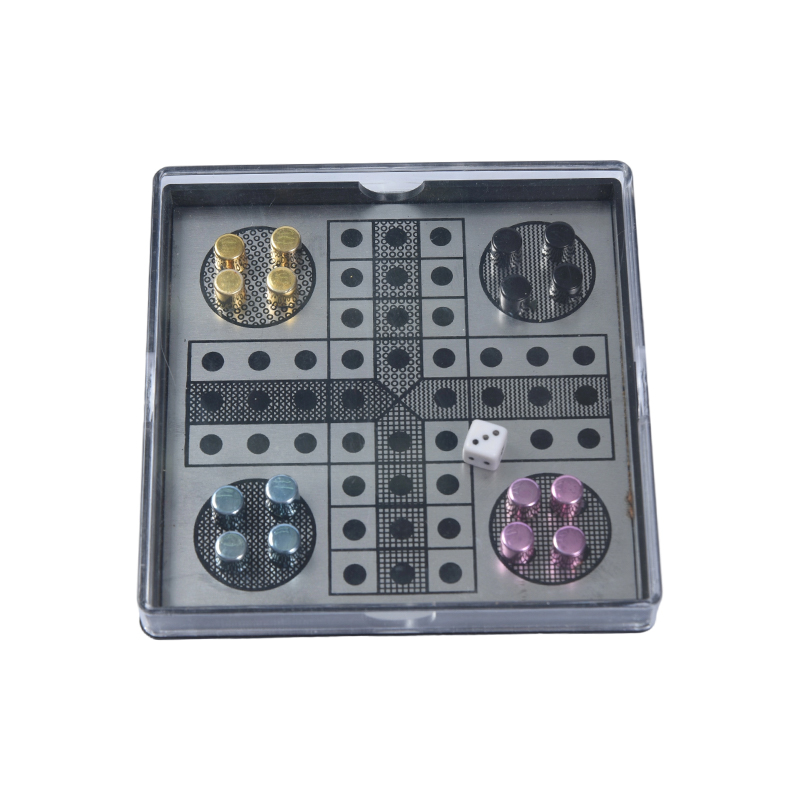 Jeu de Ludo magnétique en métal dans un étui en acrylique transparent