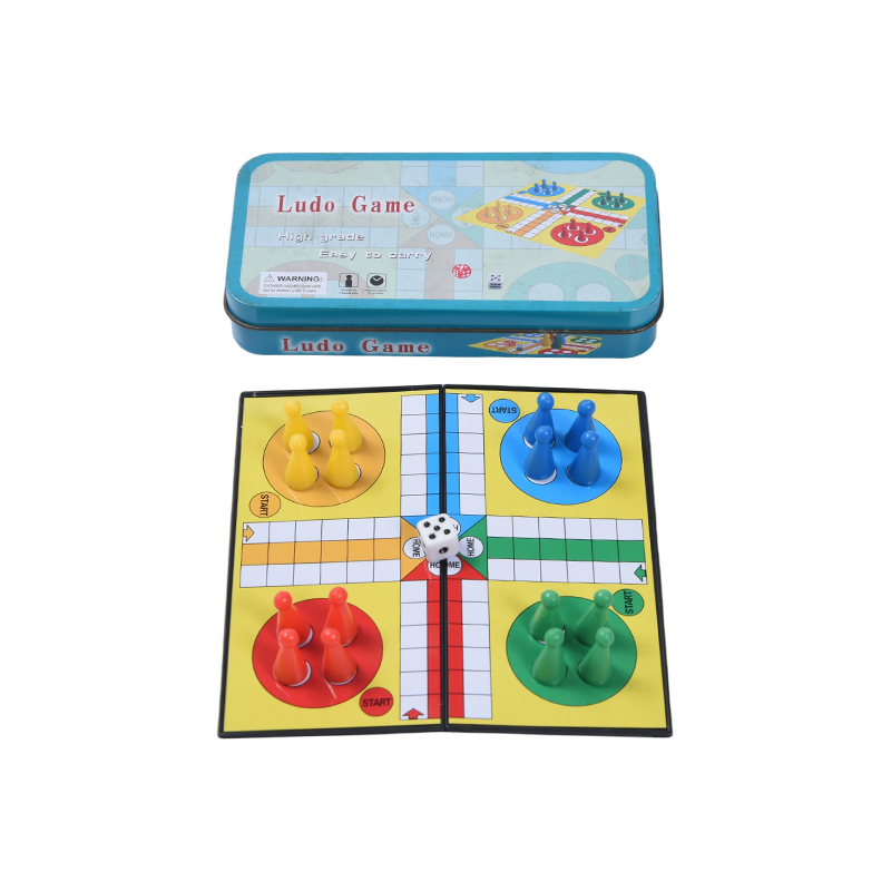 Ensemble de jeu Ludo portable, boîtier en étain en métal