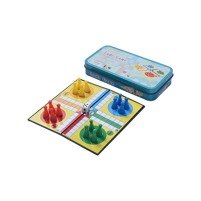 Ensemble de jeu Ludo portable, boîtier en étain en métal