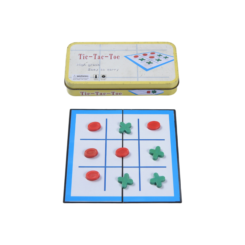 Jeu de Tic-Tac-Toe portable en métal jaune
