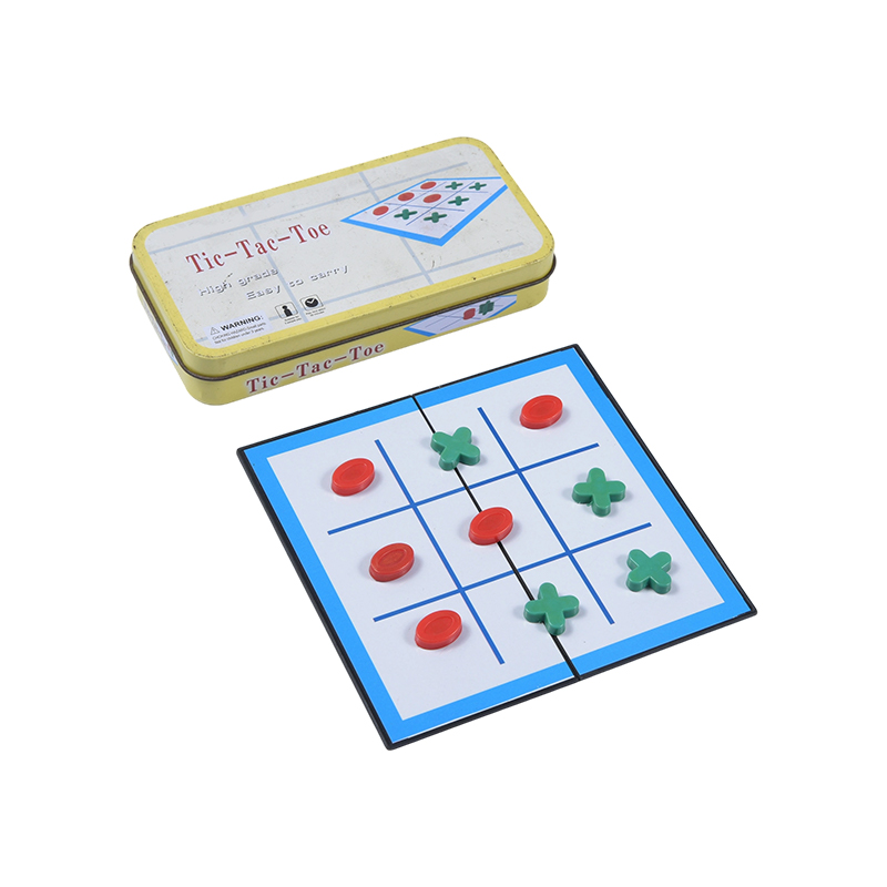Jeu de Tic-Tac-Toe portable en métal jaune