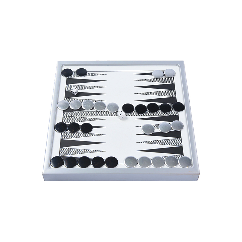 Ensemble de backgammon en aluminium haut de gamme - Édition de table moderne