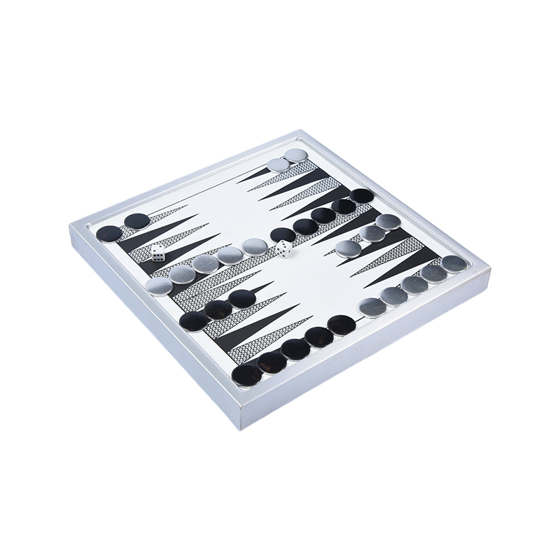 Ensemble de backgammon en aluminium haut de gamme - Édition de table moderne