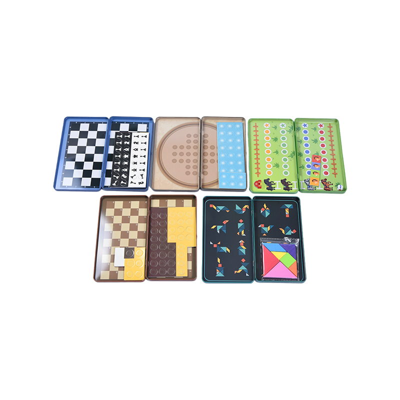 Ensemble de voyage magnétique multi-jeux de collection de jeux en étain portables 5 en 1