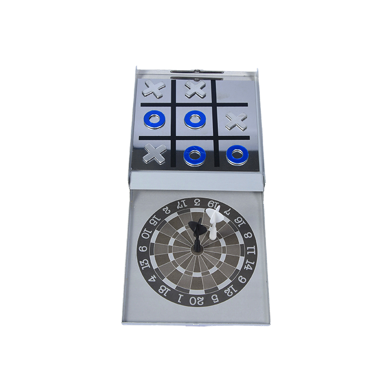 Jeu combiné de fléchettes magnétiques et Tic-Tac-Toe, édition boîtier métallique portable