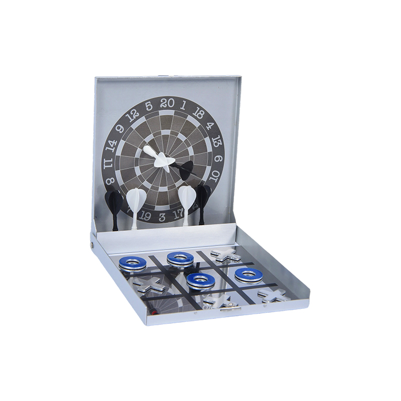 Jeu combiné de fléchettes magnétiques et Tic-Tac-Toe, édition boîtier métallique portable