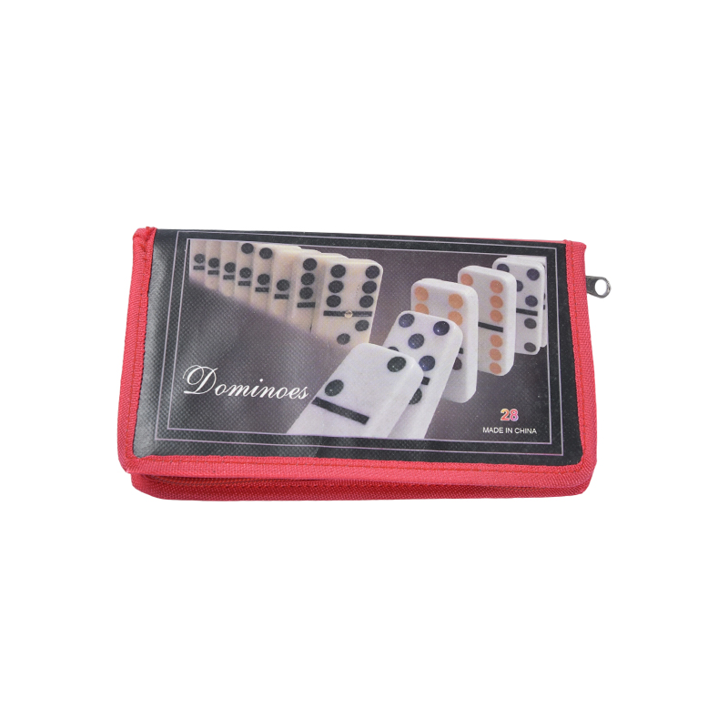 Jeu classique avec rangement de protection - Ensemble de dominos portables dans un étui en tissu rouge