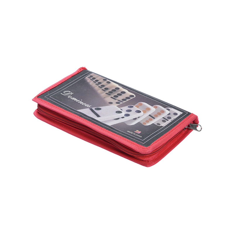 Jeu classique avec rangement de protection - Ensemble de dominos portables dans un étui en tissu rouge