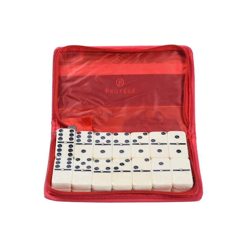 Jeu classique avec rangement de protection - Ensemble de dominos portables dans un étui en tissu rouge