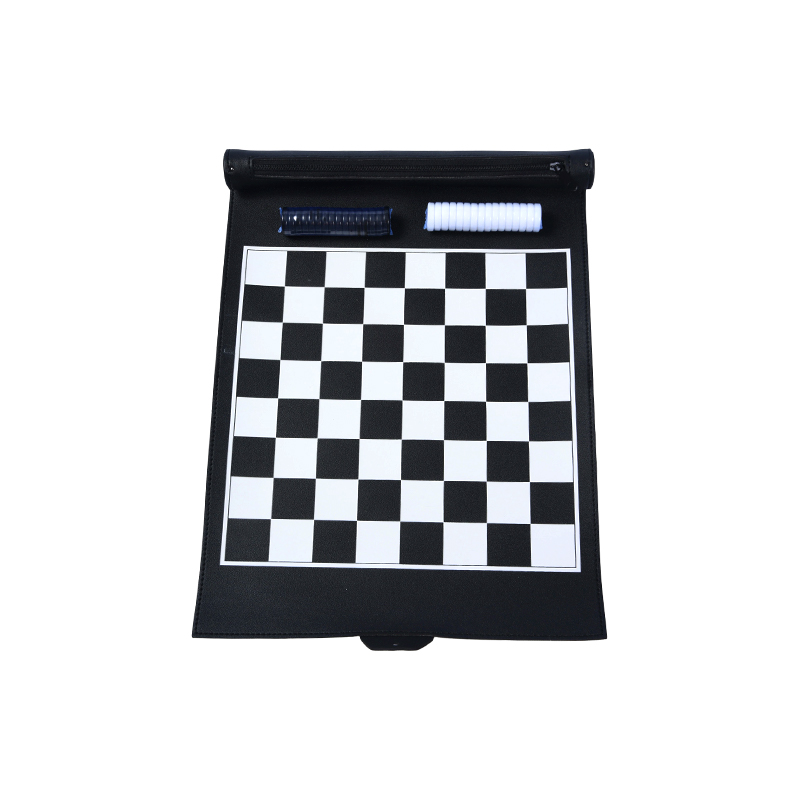 Jeu de dames portable en PU avec pochette de rangement