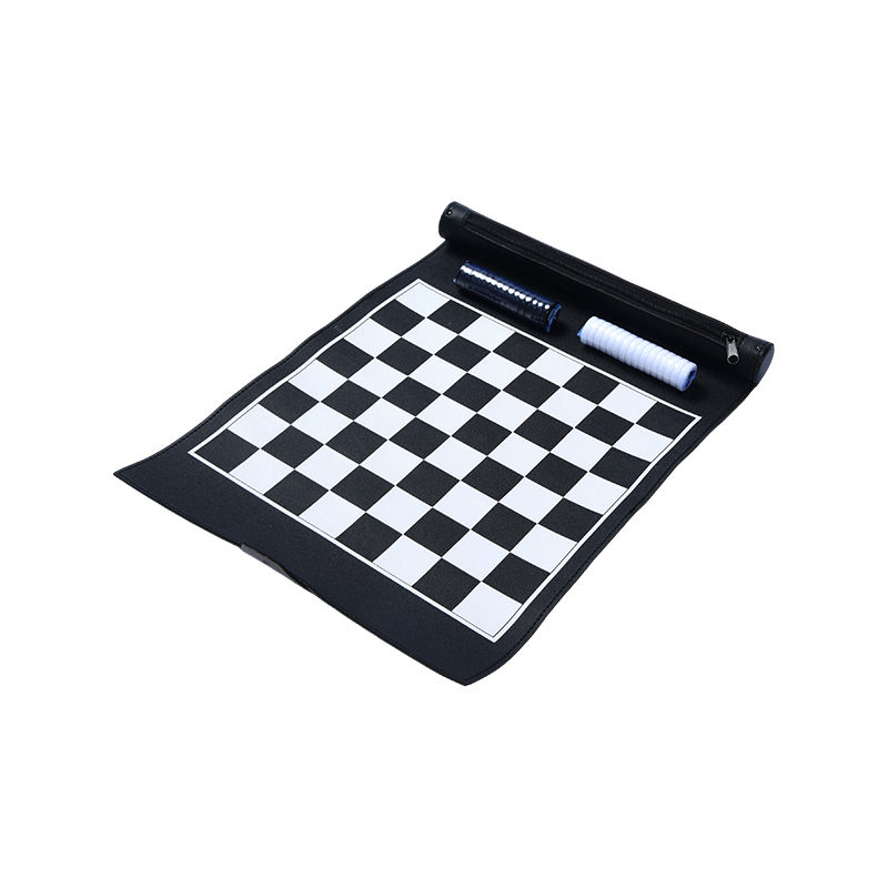 Jeu de dames portable en PU avec pochette de rangement