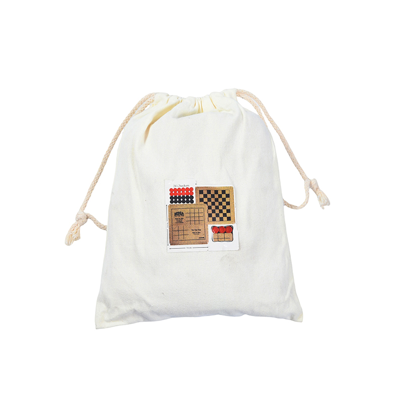 Jeu de dames classique portable et pratique avec sac à cordon