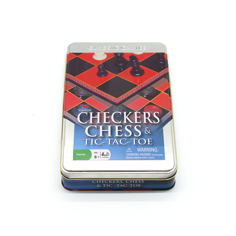 Ensemble de boîtes classiques 2 en 1 pour dames, échecs et tic-tac-toe
