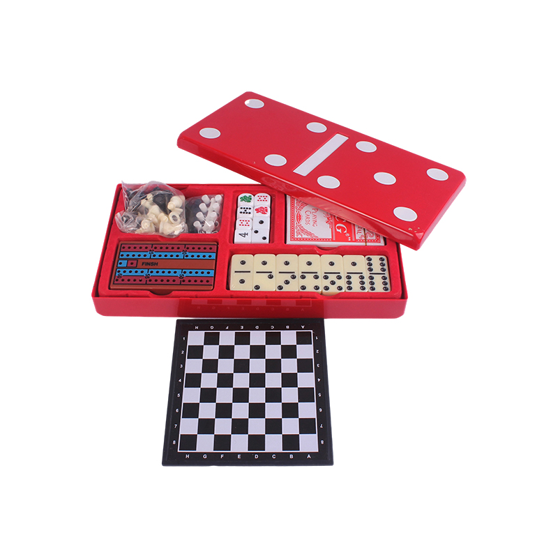 Édition Red Polka-Dot – Ensemble combiné classique de dominos et de cribbage