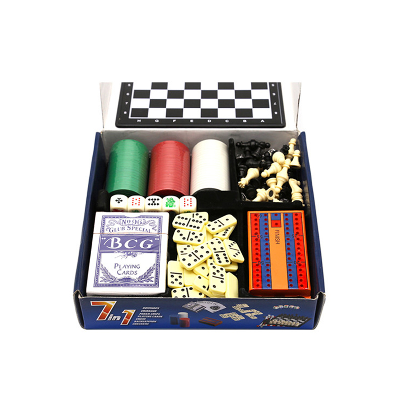 Ensemble multi-jeux classique – Combo échecs, dominos, poker et dames